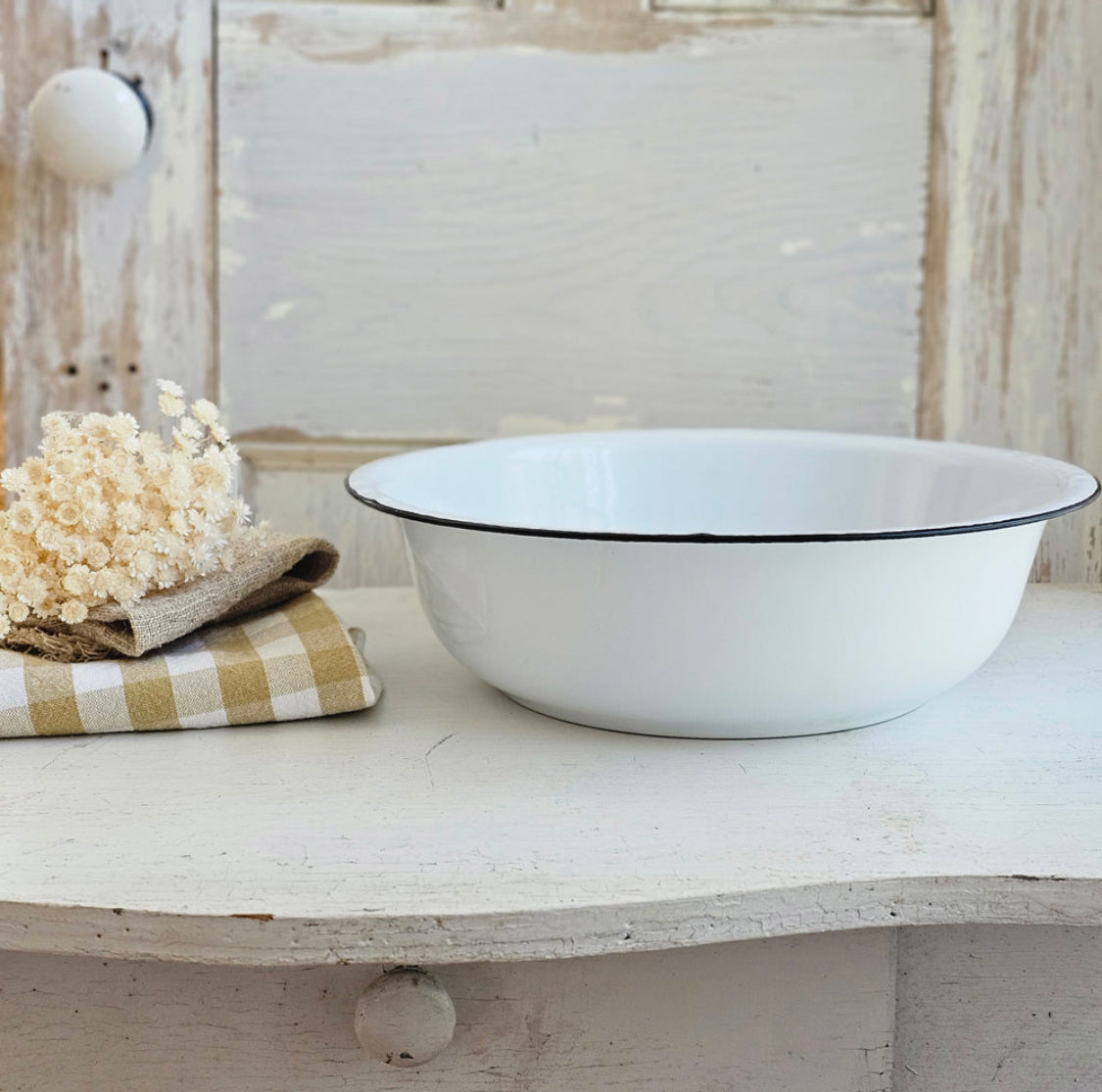 Black & White Enamel Serving Bowl