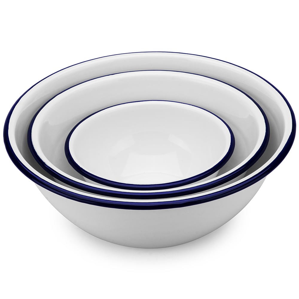 Black & White Rustic Enamel Mixing Bowl set of 3