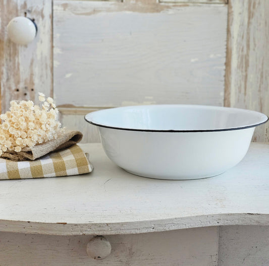 Black & White Enamel Serving Bowl