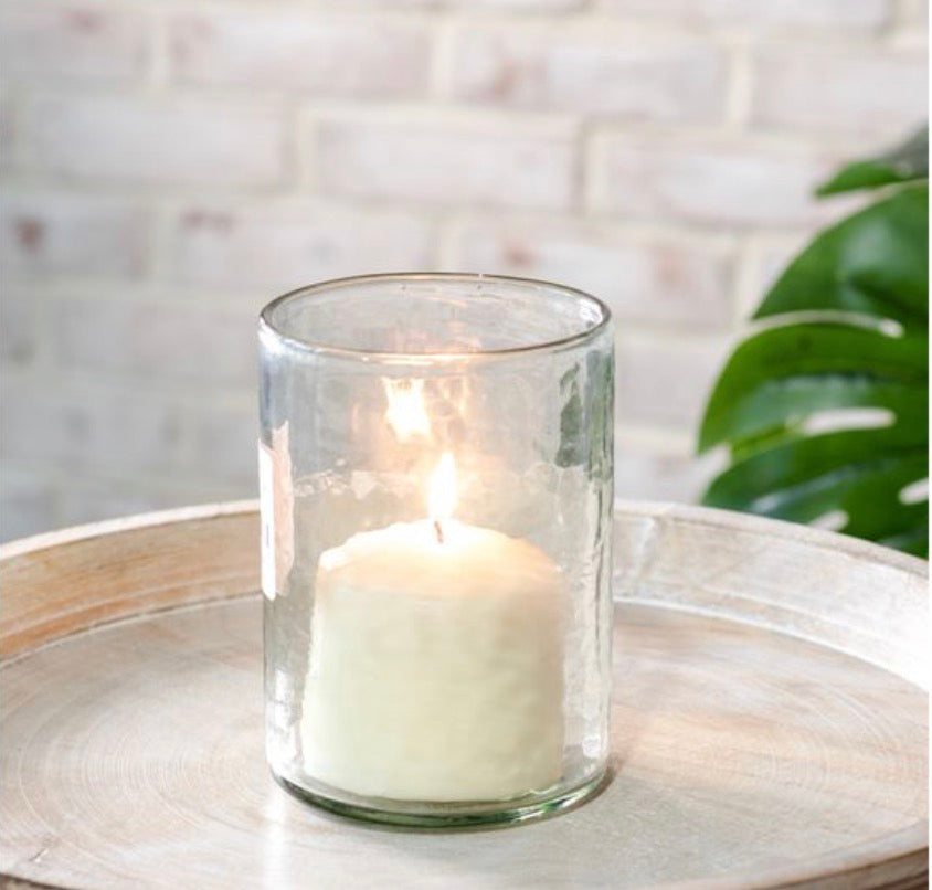 6” Hammered Clear Candle Jar