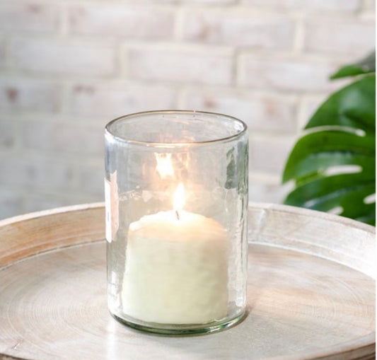 6” Hammered Clear Candle Jar