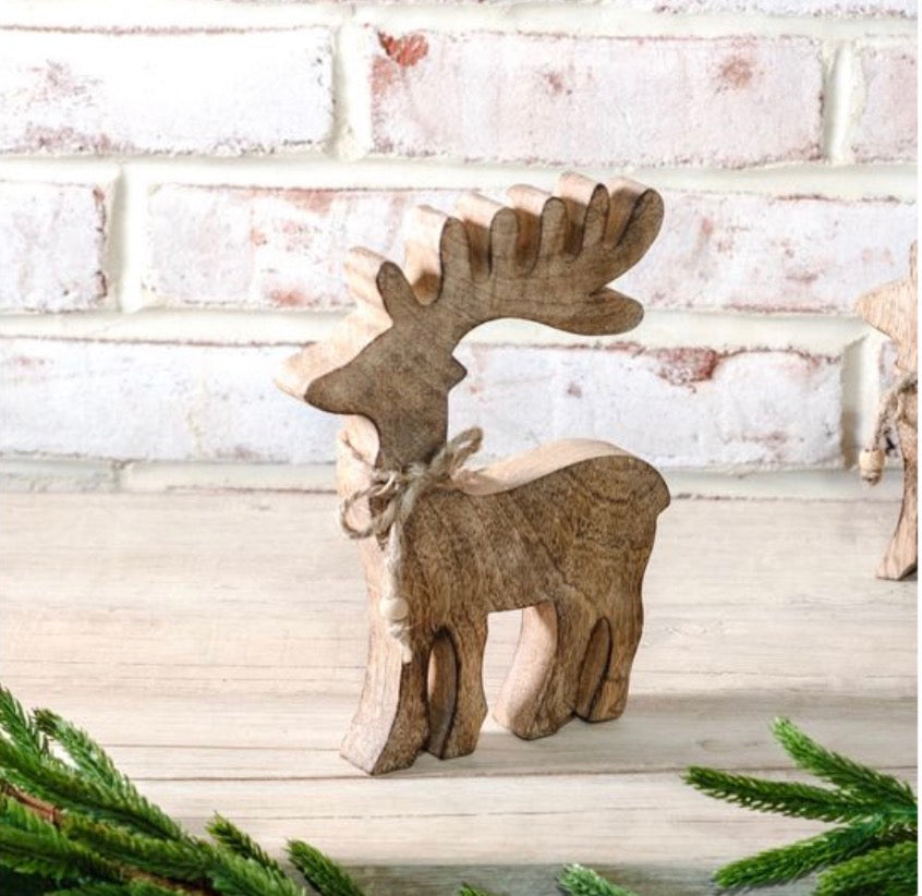 8" Wooden Holiday Deer