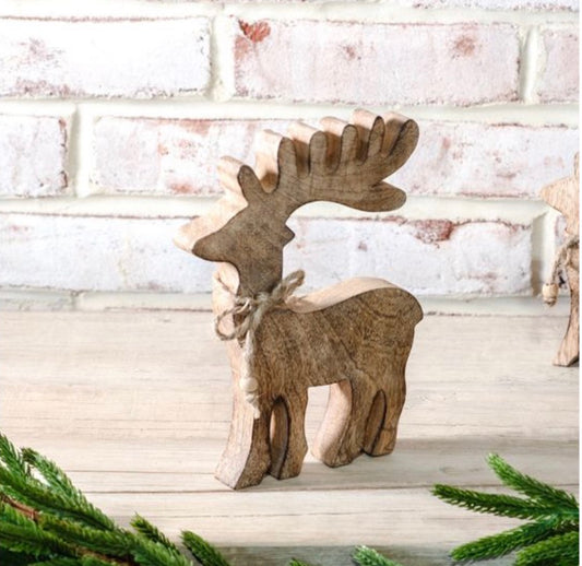 8" Wooden Holiday Deer