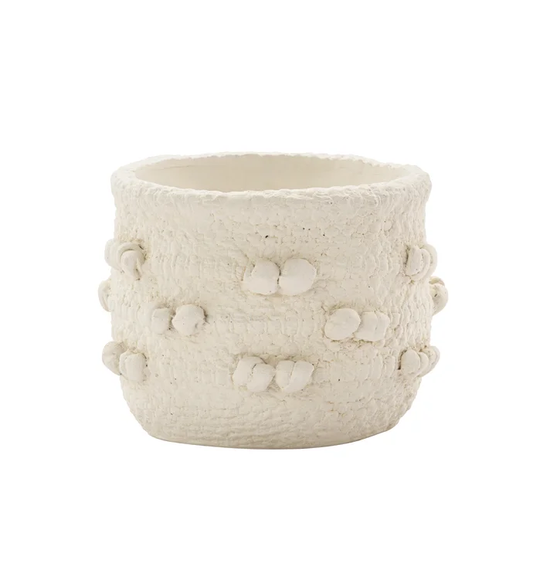 Small White Textured Concrete Candle Holder