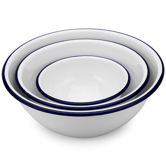 Black & White Rustic Enamel Mixing Bowl set of 3